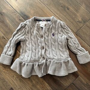 Ralph Lauren Gray Cable Knit Sweater for Kids